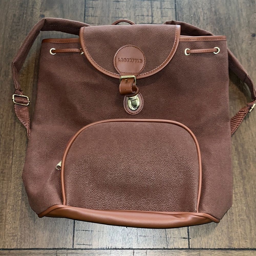Lagerfeld Pebbled Faux Leather Backpack Parfum International Vintage‎